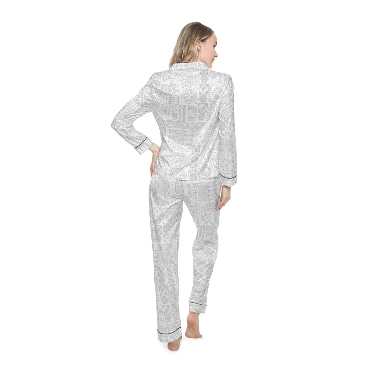 Women's Satin Pyjamas - White Sunday - The Koko Samoa
