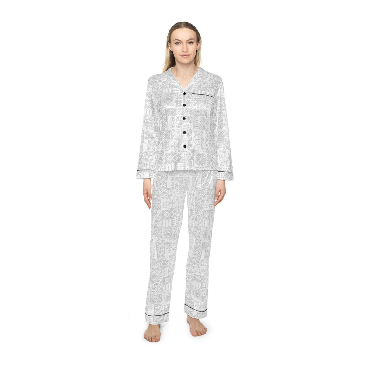 Women's Satin Pyjamas - White Sunday - The Koko Samoa