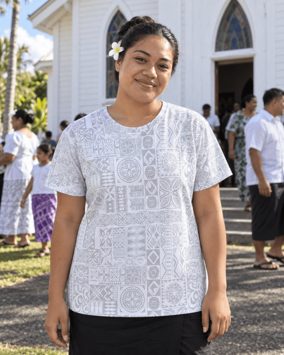 Women's Short Sleeve Shirt - White Sunday - The Koko Samoa
