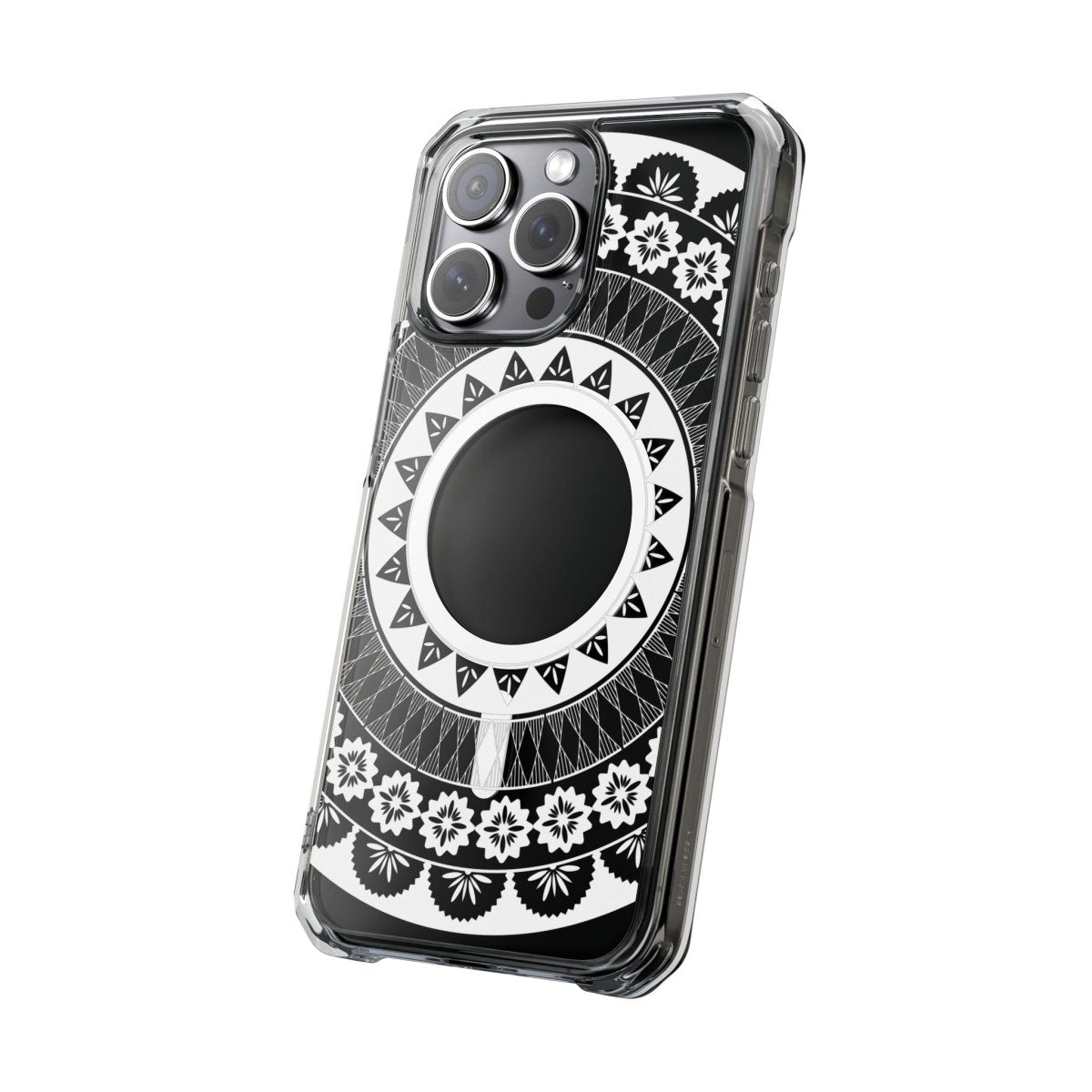 PasifikaOne MagSafe clear case for iPhone 16, featuring Fiji design, transparent material, and precise cutouts.
