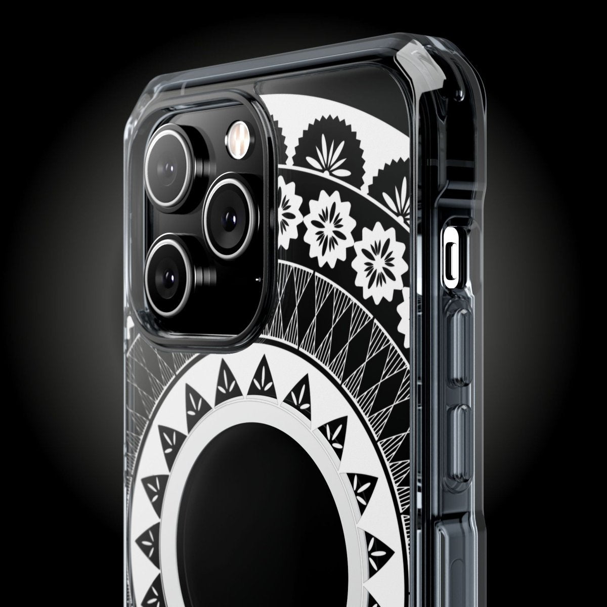 WOYC PasifikaOne MagSafe clear case for iPhone 16 featuring Fiji design, transparent material, and precise cutouts for easy access.