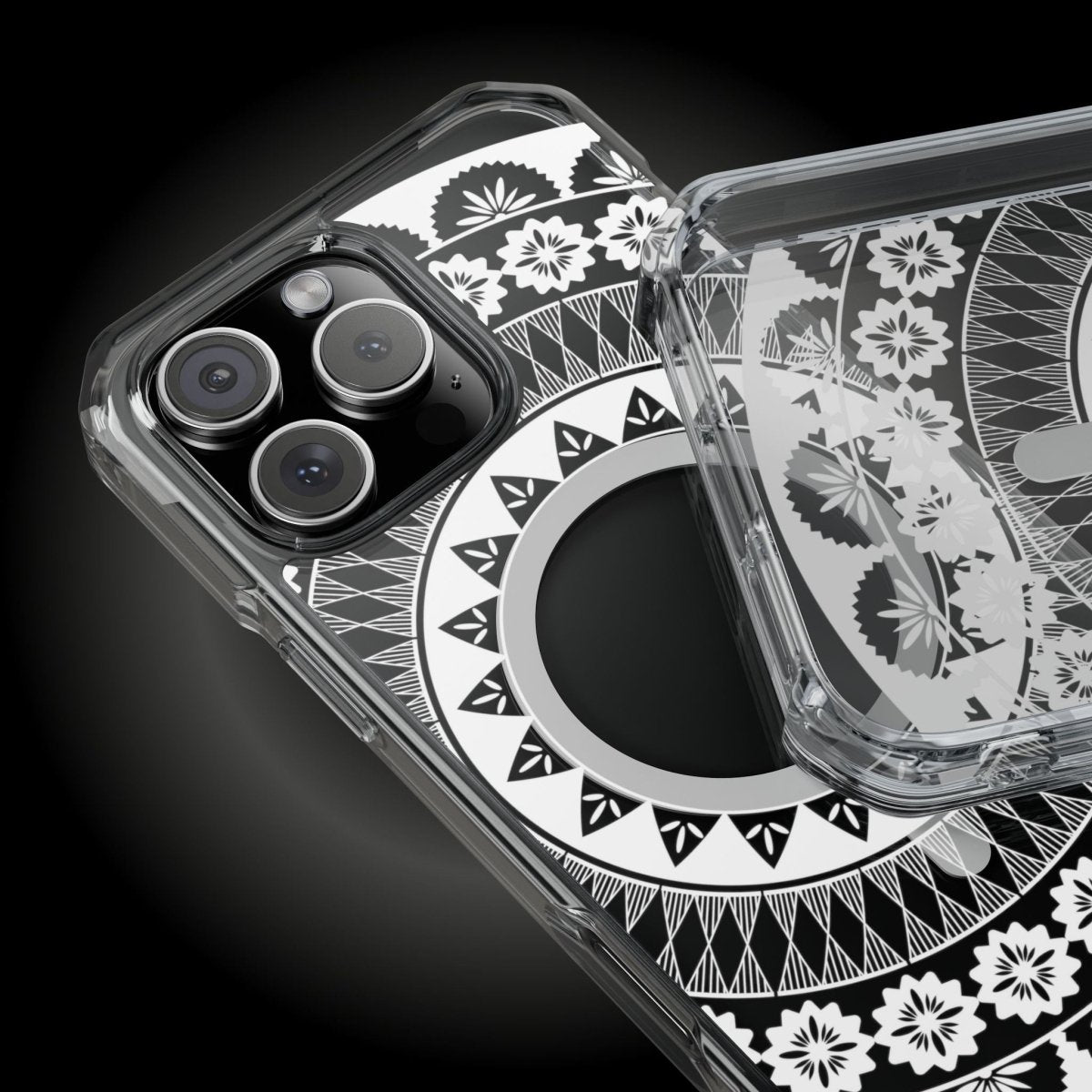 WOYC PasifikaOne MagSafe clear case for iPhone 16 with Fiji design, transparent protective cover, and magnetic compatibility.