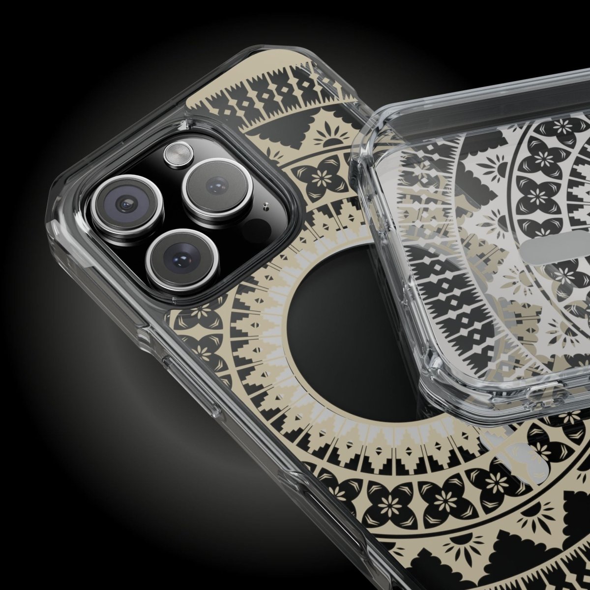 WOYC PasifikaOne MagSafe clear case for iPhone 16 with Fiji Reversed design, transparent MagSafe compatible phone cover.