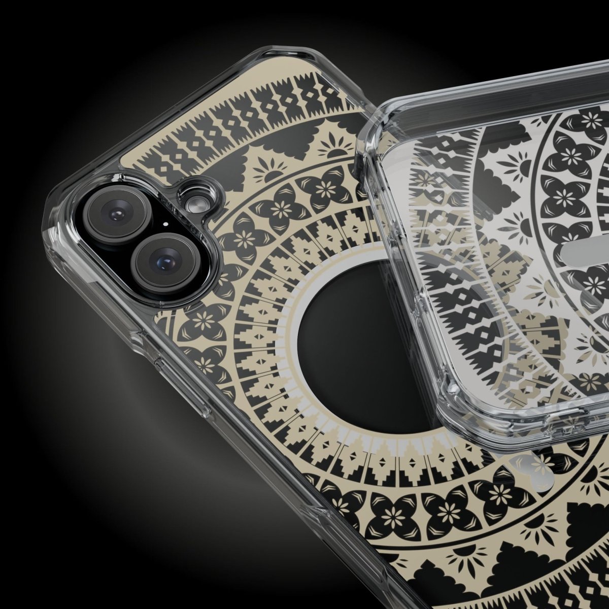 WOYC PasifikaOne MagSafe clear case for iPhone 16 with Fiji Reversed design, transparent protective MagSafe compatible phone case.