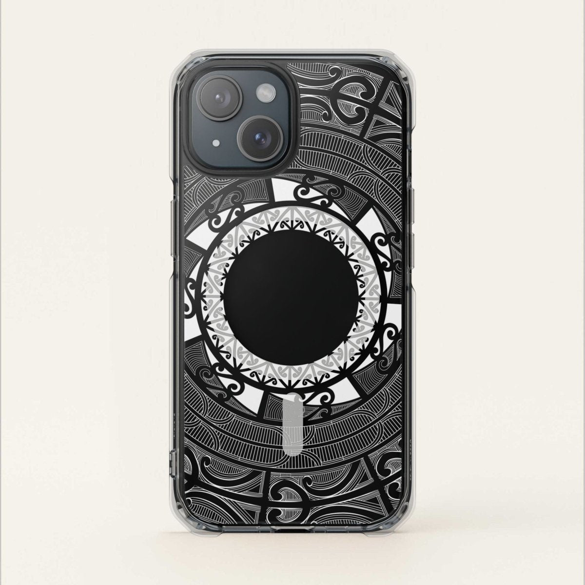 PasifikaOne MagSafe clear case for iPhone 16 featuring Māori artwork, designed for AU, NZ, and US markets.
