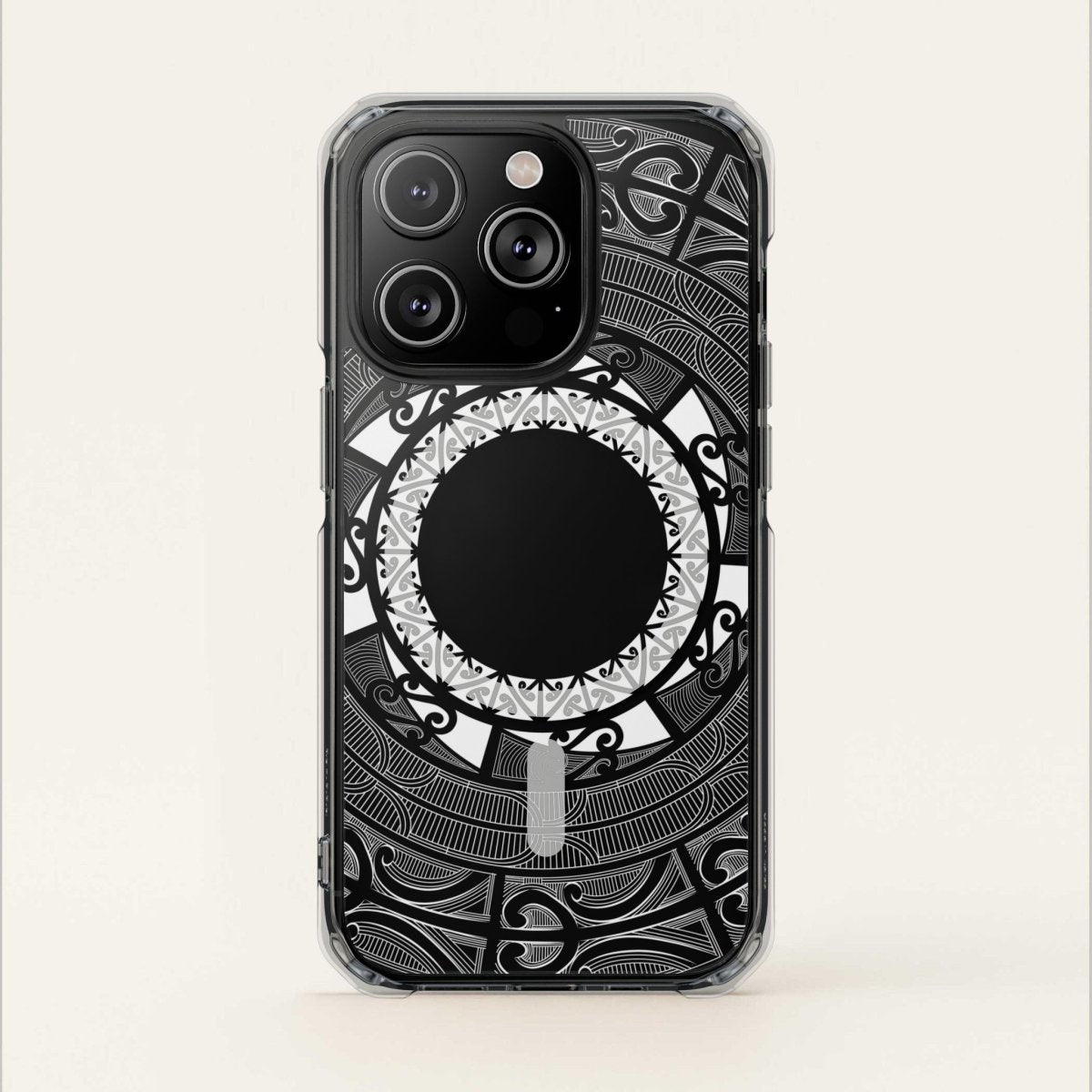PasifikaOne MagSafe clear case for iPhone 16, featuring Māori design, transparent protective phone cover, compatible with AU/NZ/USA.