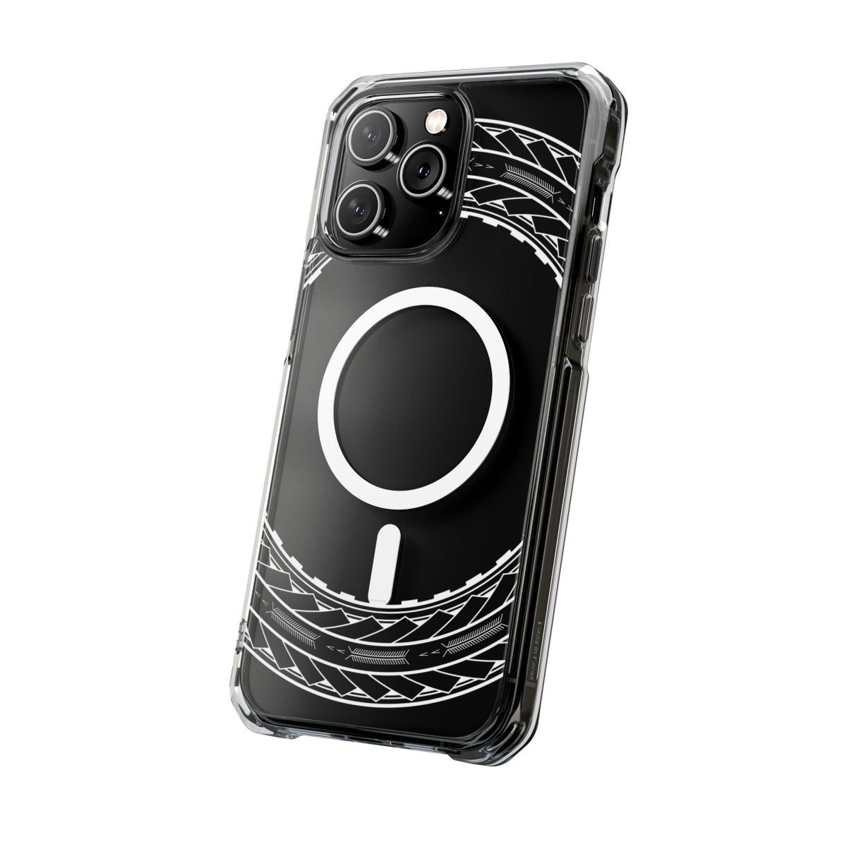 WOYC PasifikaOne MagSafe clear case for iPhone 16 with Samoan Arrows design, made for AU, NZ, and USA markets.