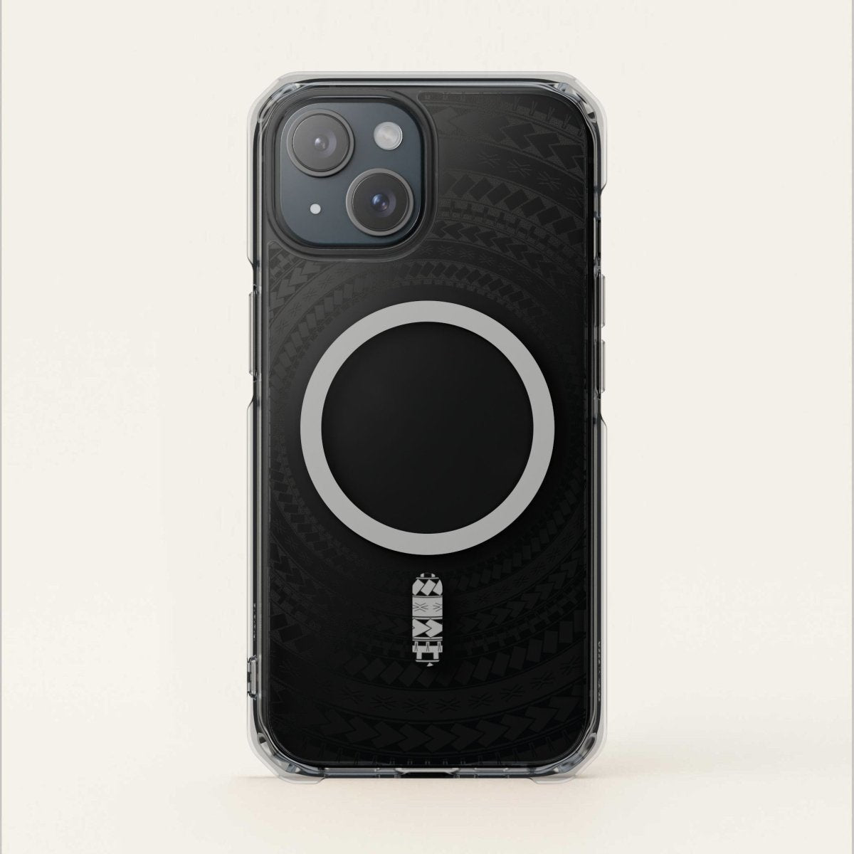 PasifikaOne MagSafe clear case for iPhone 16, featuring Samoan black design, compatible with AU, NZ, and USA models.