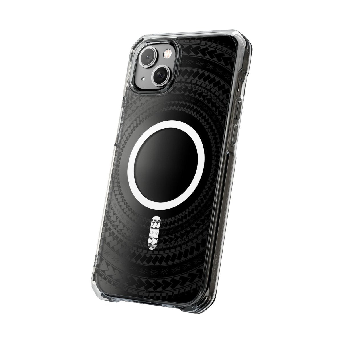 WOYC PasifikaOne MagSafe iPhone clear case in Samoan Black, designed for iPhone 16 with transparent protection and sleek style.