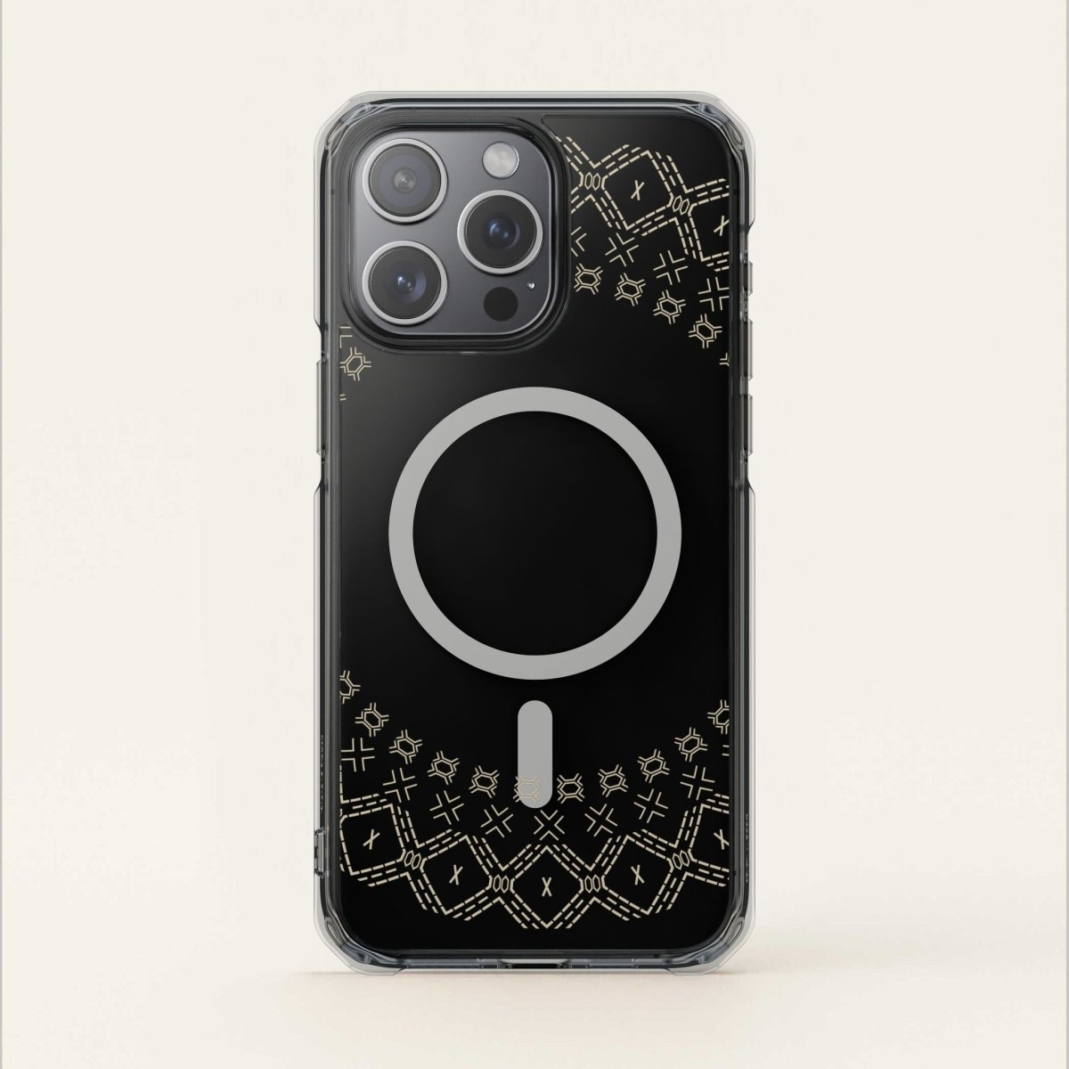 PasifikaOne MagSafe clear case for iPhone 16 featuring Samoan Malu design, transparent and protective phone cover.