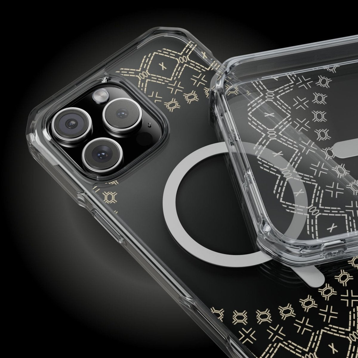 PasifikaOne MagSafe clear case for iPhone 16 featuring Samoan Malu design, transparent protective Magsafe case.