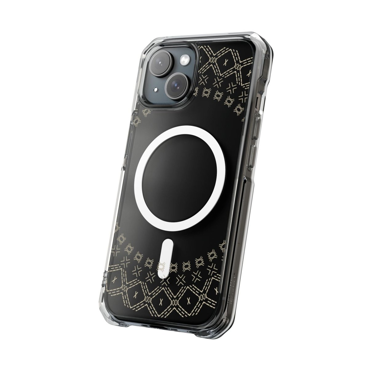 PasifikaOne MagSafe iPhone clear case featuring Samoan Malu design, compatible with iPhone 16, AU/NZ/USA models.