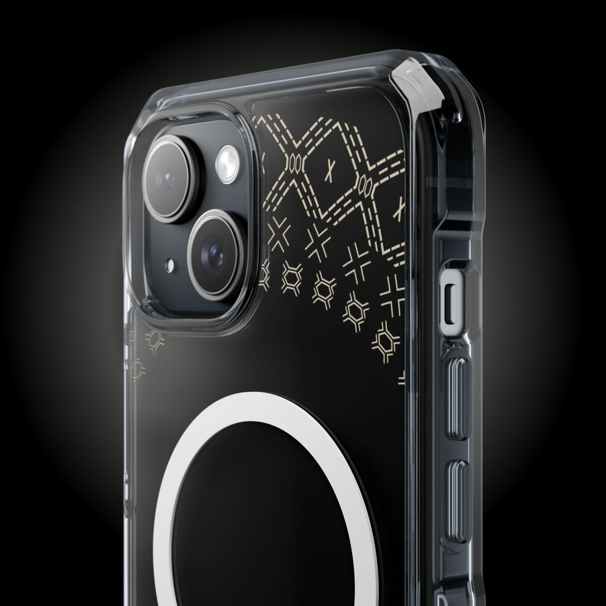 PasifikaOne MagSafe clear case for iPhone 16 with Samoan Malu design, transparent protective Magsafe case.