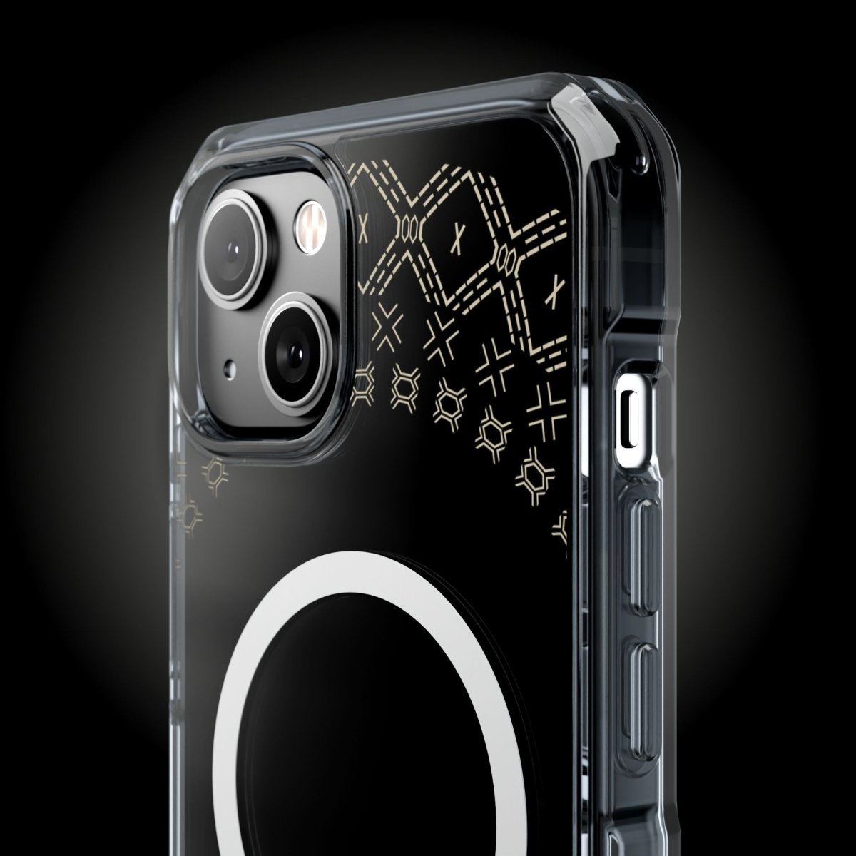 WOYC PasifikaOne MagSafe clear case for iPhone 16 featuring Samoan Malu design, transparent protective Magsafe phone cover