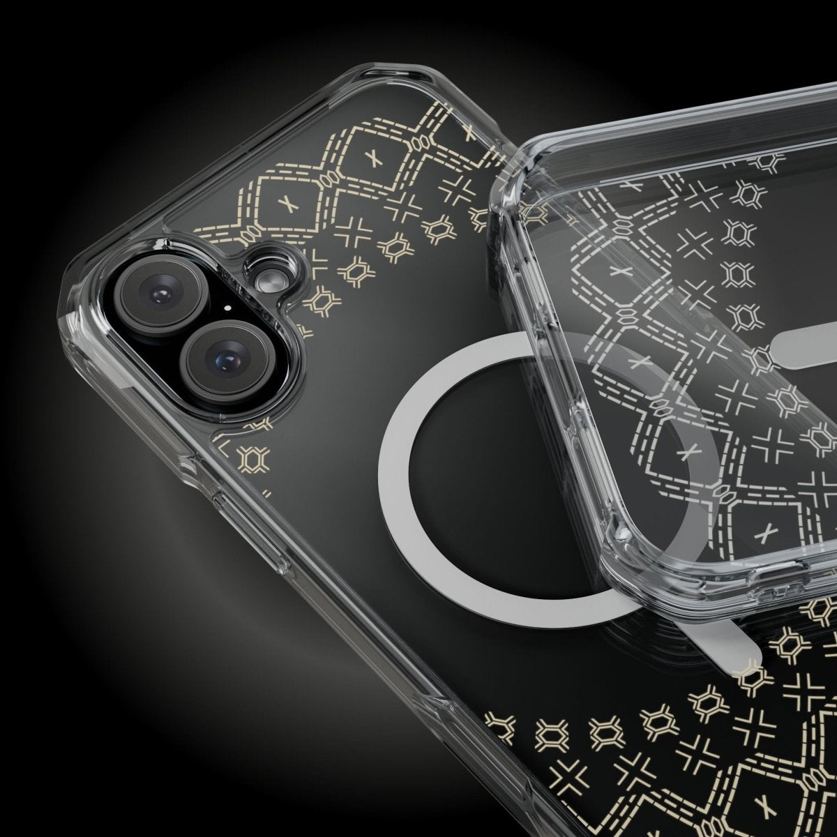 WOYC PasifikaOne MagSafe clear case for iPhone 16 featuring Samoan Malu design, transparent Magsafe compatible phone cover
