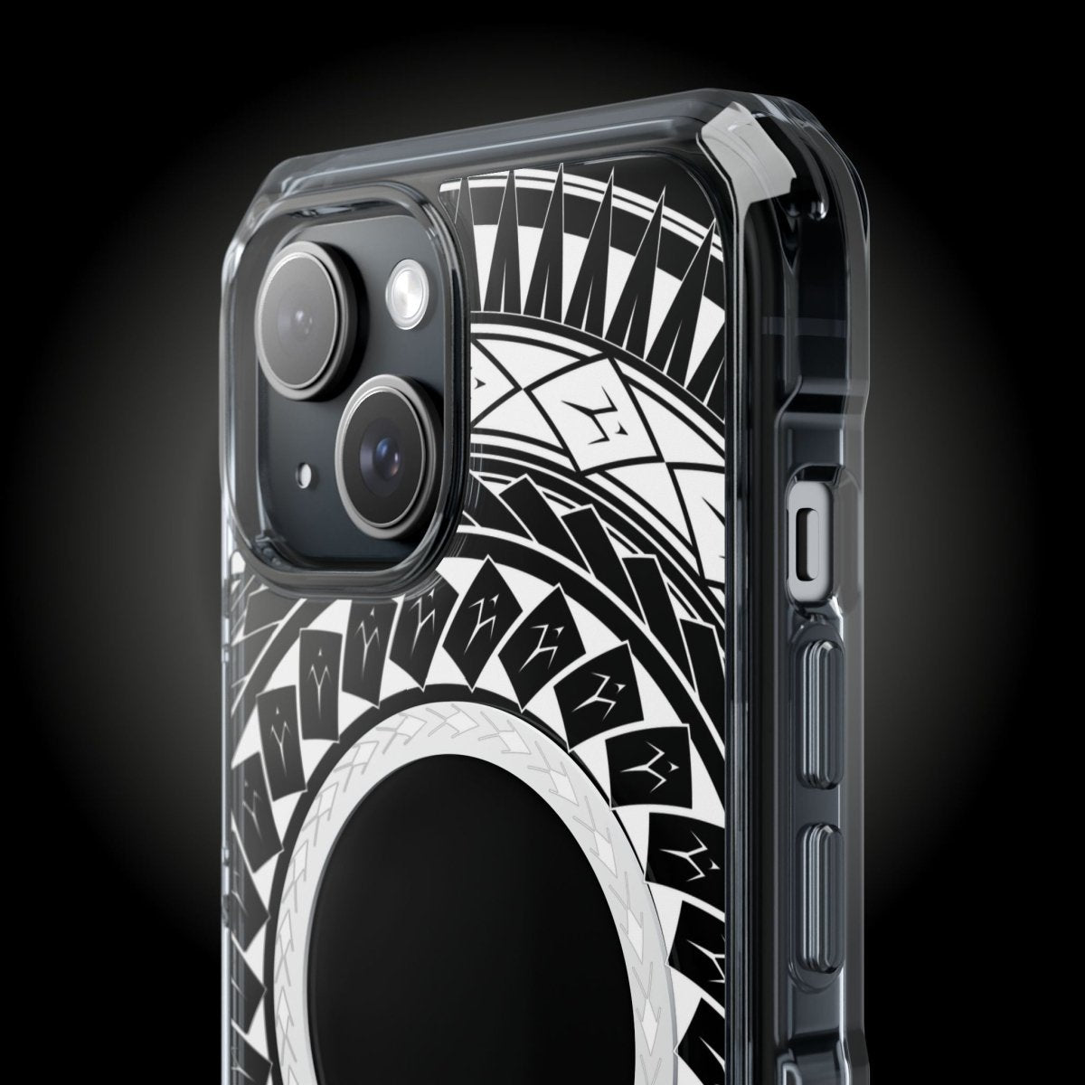 PasifikaOne MagSafe iPhone ClearCase with Samoan spear design, transparent protective case for iPhone 16, AU/NZ/USA edition