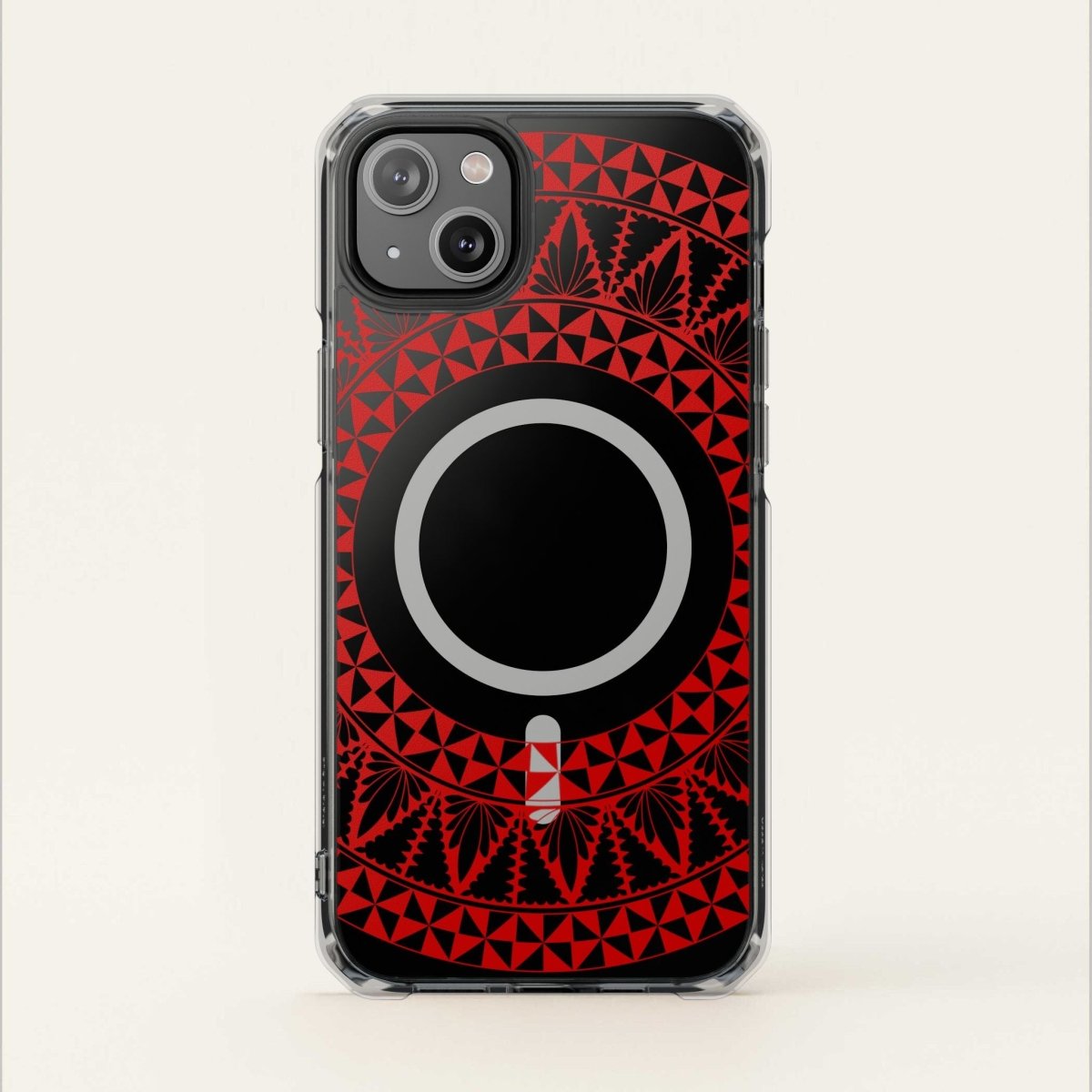 PasifikaOne MagSafe clear case for iPhone 16 with Tongan Redleaf design, transparent protective cover for iPhone models.