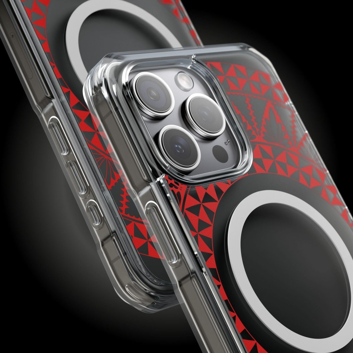 PasifikaOne MagSafe clear case for iPhone 16 with Tongan Redleaf design, transparent protective Magsafe compatible cover