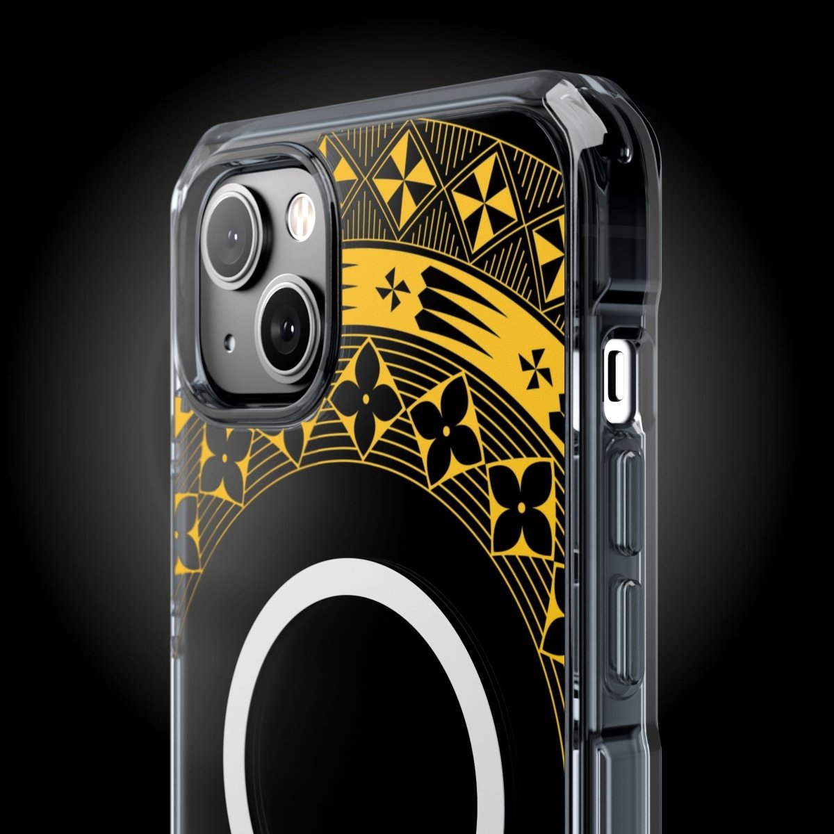WOYC PasifikaOne MagSafe clear case for iPhone 16 in Tongan Yellow, protective Magsafe phone case with a transparent design
