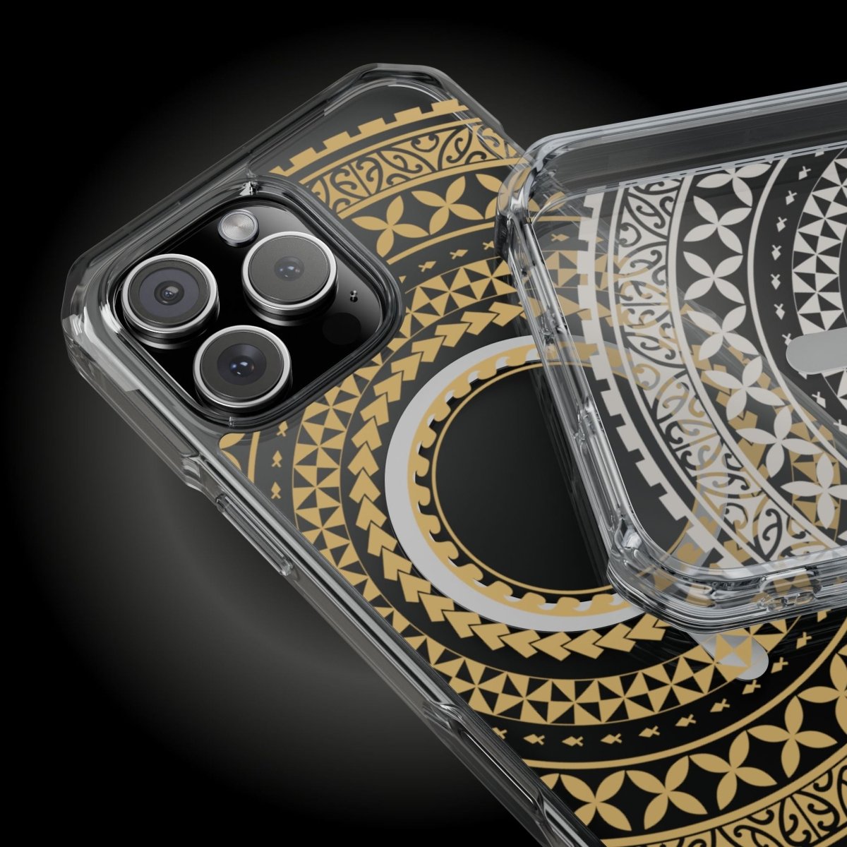 PasifikaOne MagSafe clear case for iPhone 16 in United Gold, showcasing slim transparent design with magnetic attachment.