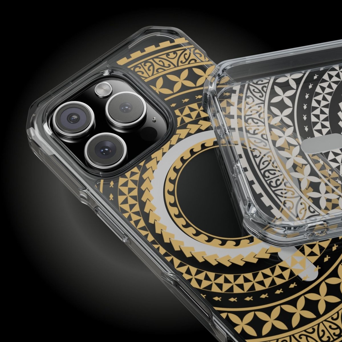 WOYC PasifikaOne MagSafe clear case for iPhone 16 in United Gold, showcasing slim transparent design with gold accents for AU/NZ/USA.