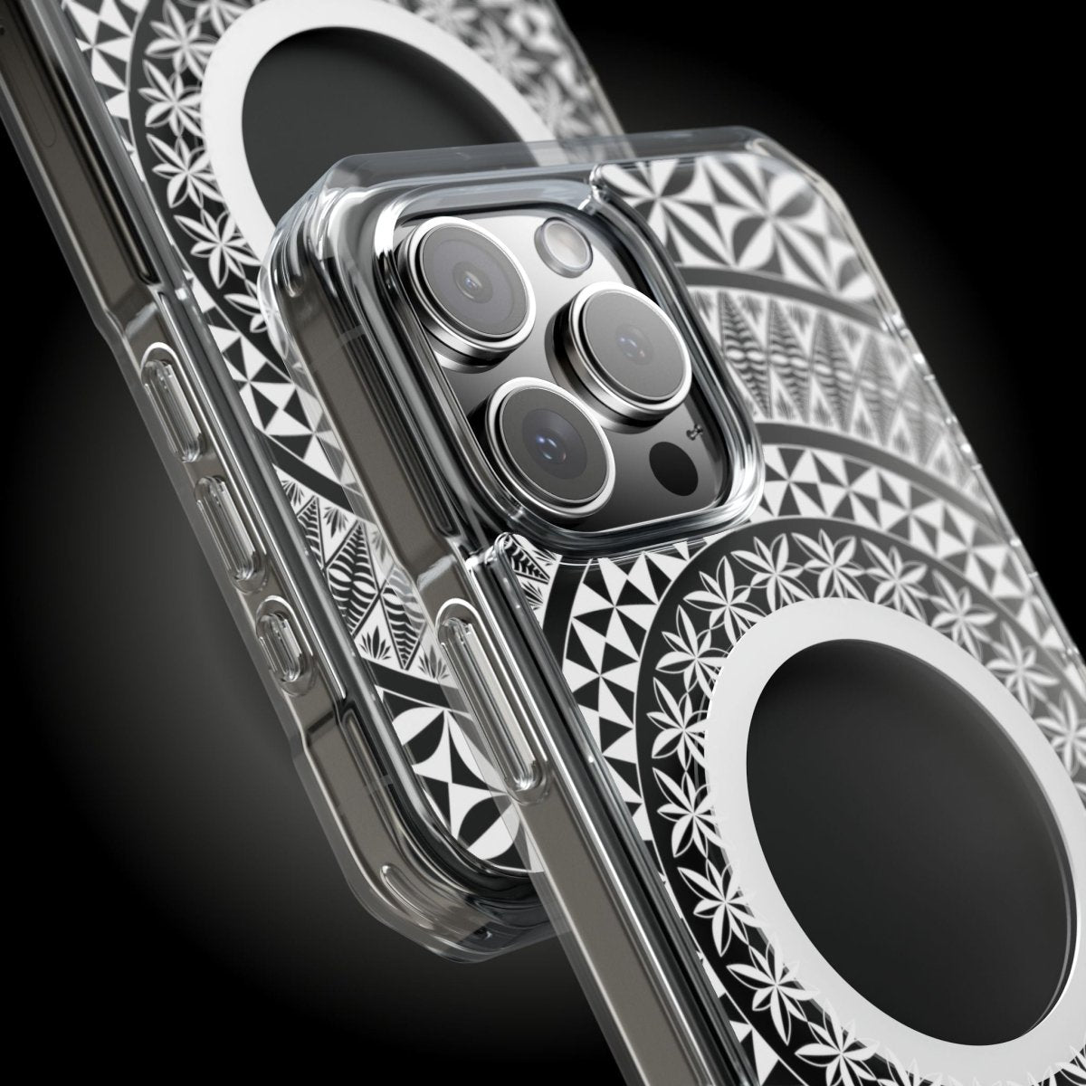 WOYC PasifikaOne MagSafe clear case for iPhone 16, featuring Tongan design and transparent protective cover.