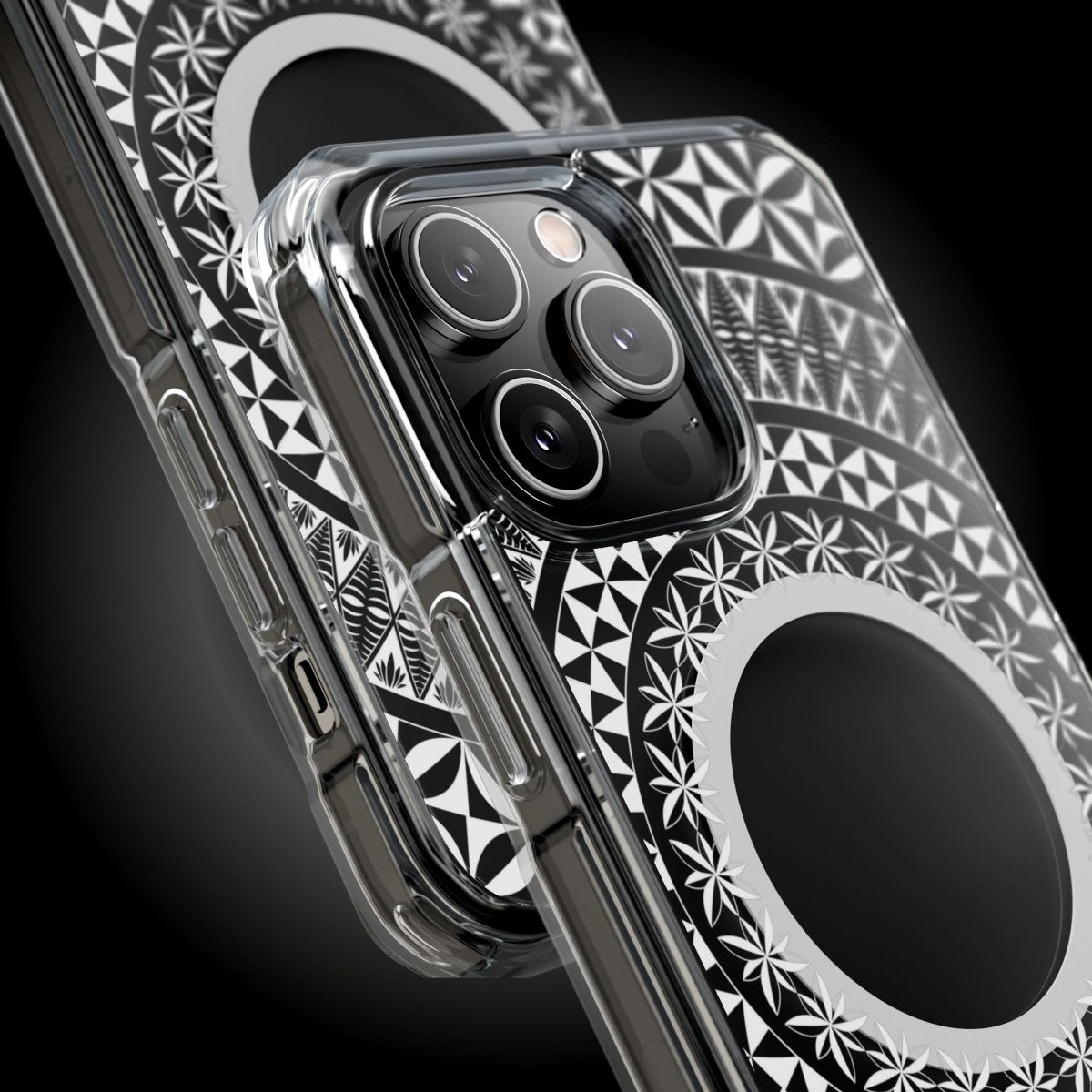 WOYC PasifikaOne MagSafe clear case for iPhone 16, featuring Tongan design, transparent material, and compatible with AU, NZ, and US models.