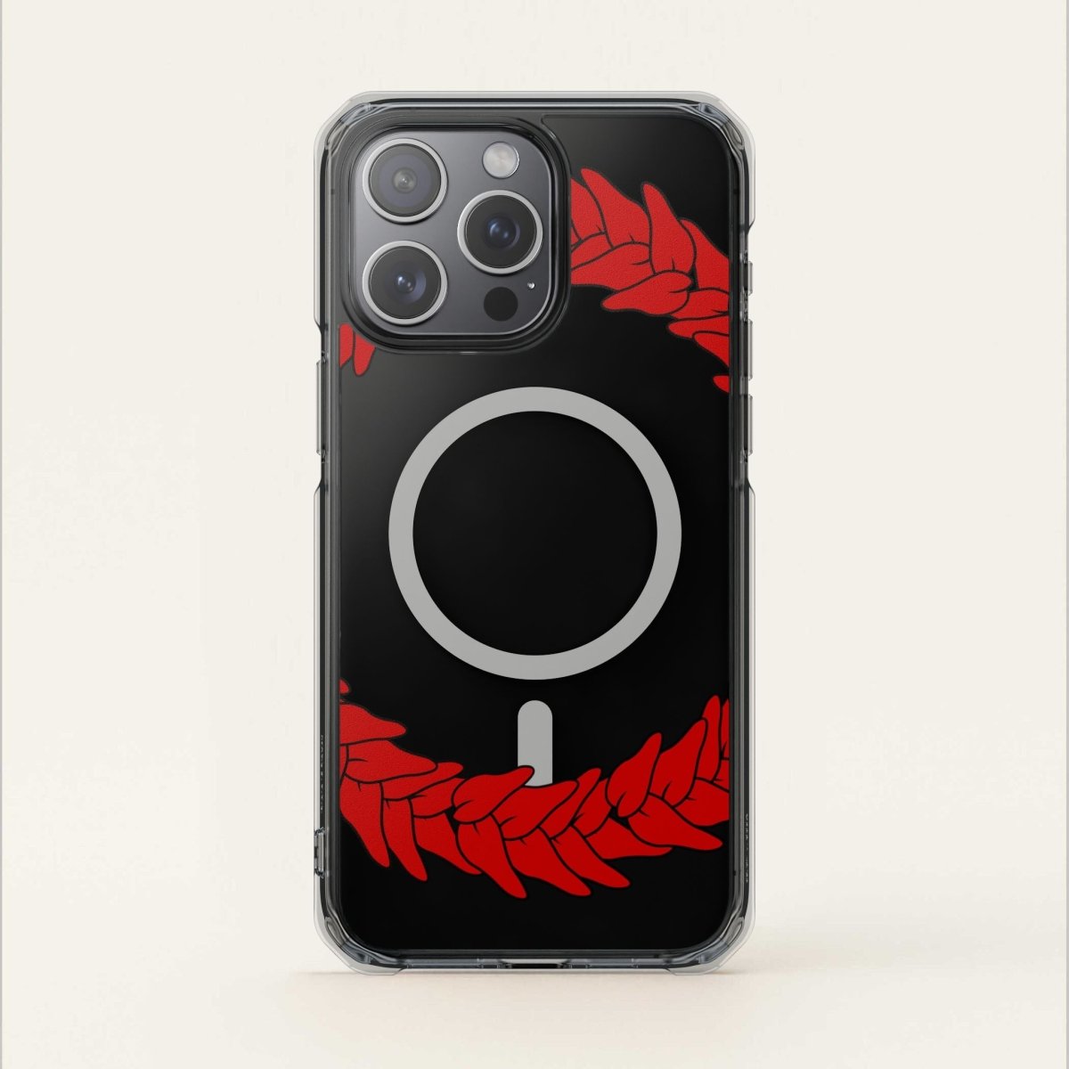 PasifikaOne MagSafe clear case for iPhone 16 featuring Ula Fala design, transparent with colorful Polynesian artwork.