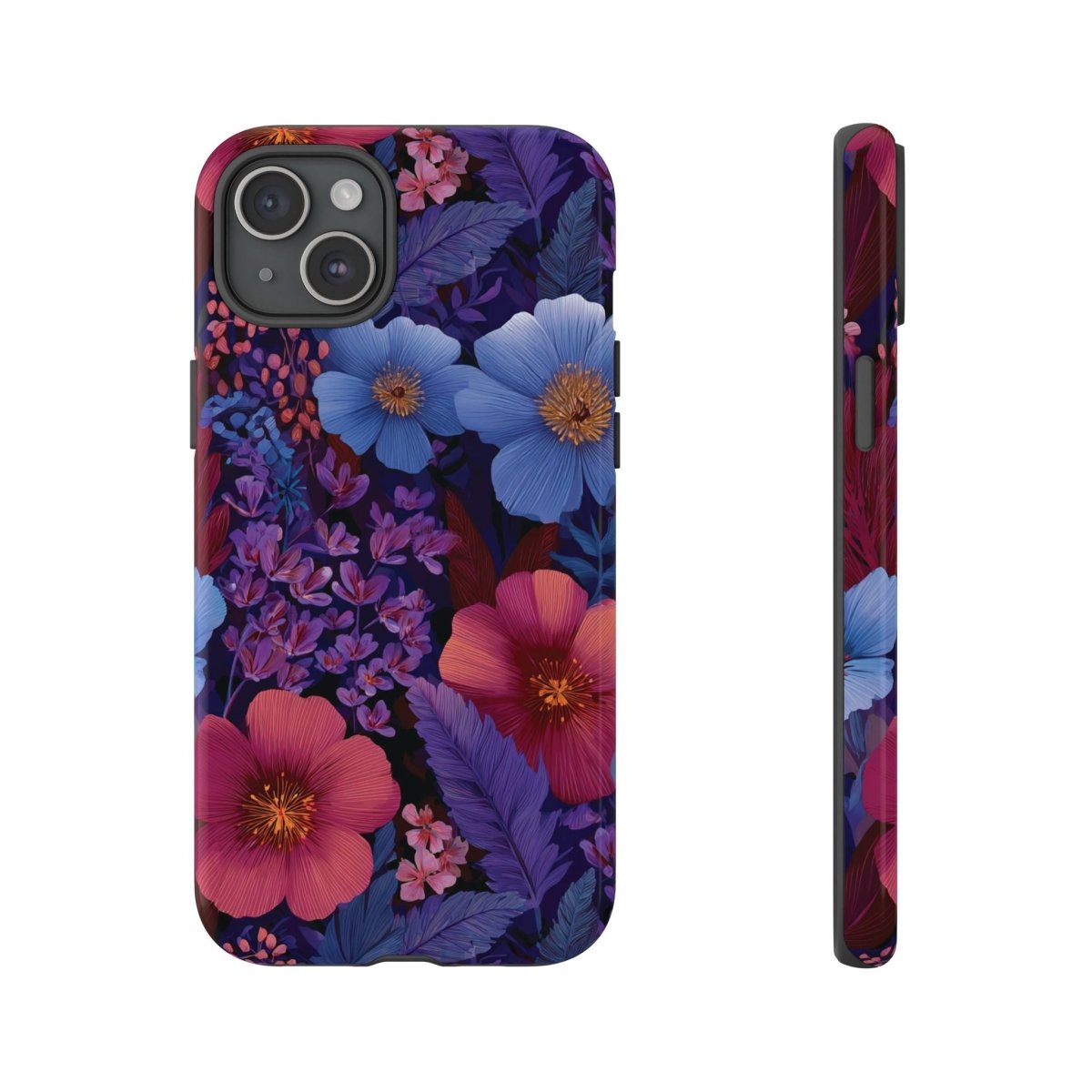 Lavender Tropics tough iPhone case by Printify for iPhone 17, glossy finish, protective phone case in vibrant floral design.