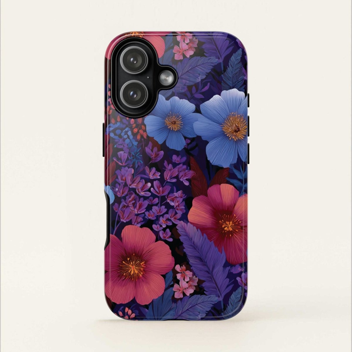 Lavender Tropics iPhone Tough Phone Case by Printify for iPhone 17, glossy finish, protects against drops and scratches.