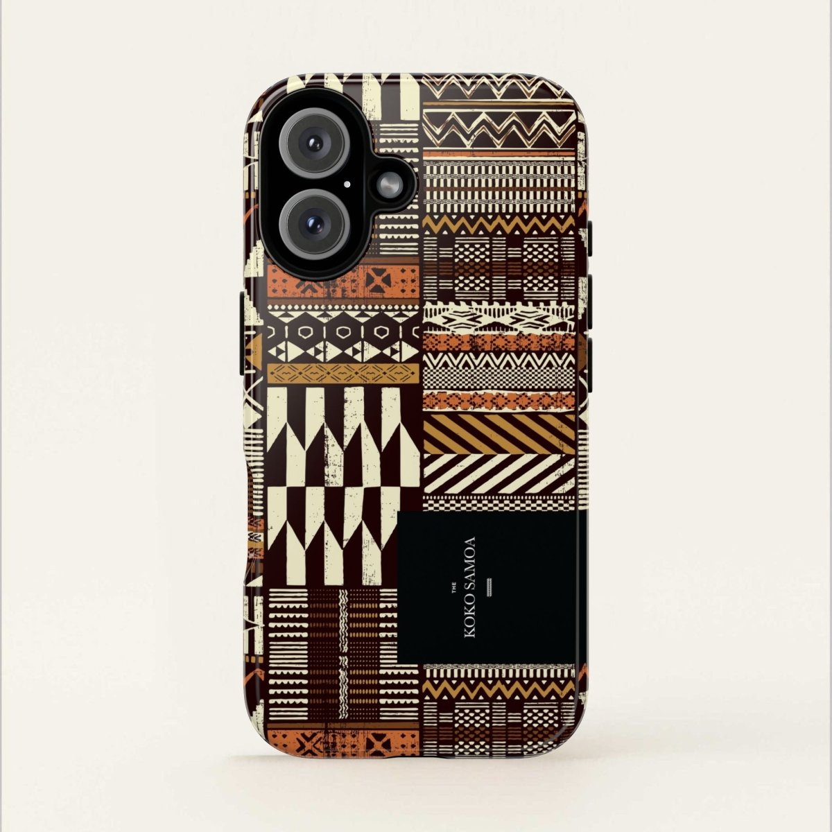 Glossy Tough Phone Case for iPhone 17 with Apia Mosaic design by Printify, featuring durable protection and vibrant mosaic pattern.