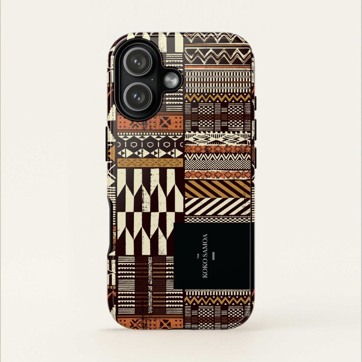 Glossy tough phone case for iPhone 17 with Apia Mosaic design by Printify, offering durable protection for AU, NZ, and USA models.