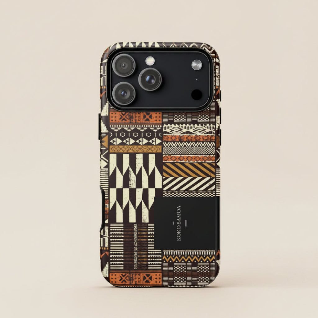 Glossy tough phone case for iPhone 17 with Apia Mosaic design by Printify, featuring durable protection and vibrant mosaic pattern.