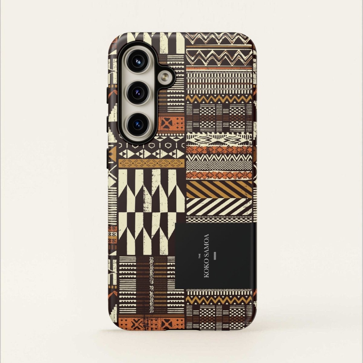Glossy Tough Phone Case for iPhone 17 with Apia Mosaic design by Printify, showing vibrant mosaic pattern on a durable case.