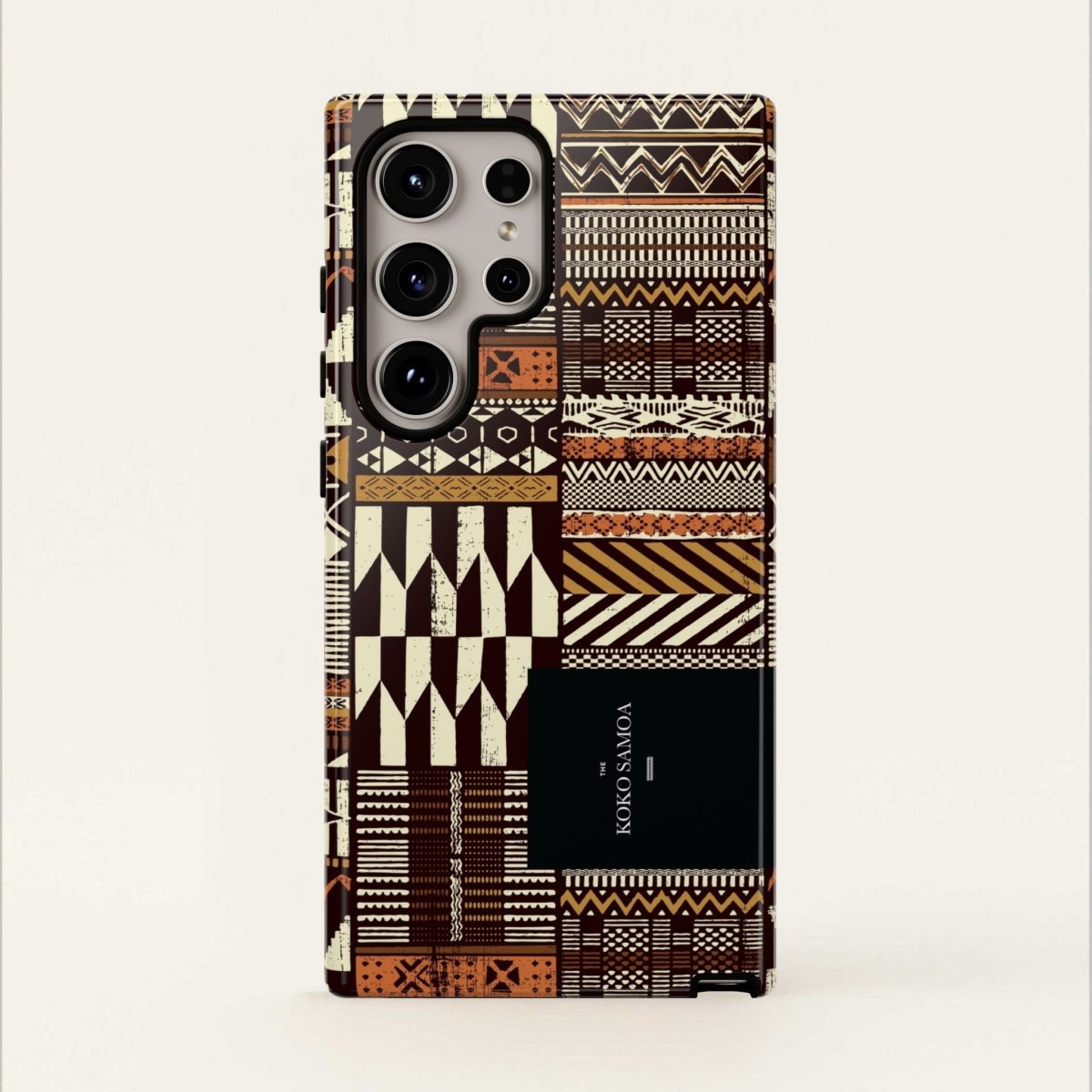 Glossy tough phone case for iPhone 17 with Apia Mosaic design by Printify, offers durable protection and vibrant style.