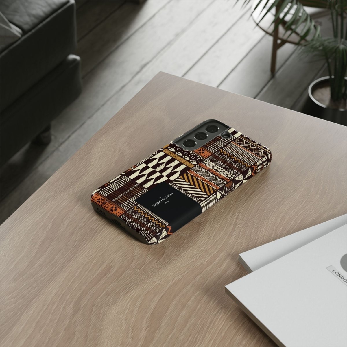 Glossy Tough Phone Case for iPhone 17 with Apia Mosaic design by Printify, featuring a vibrant mosaic pattern.