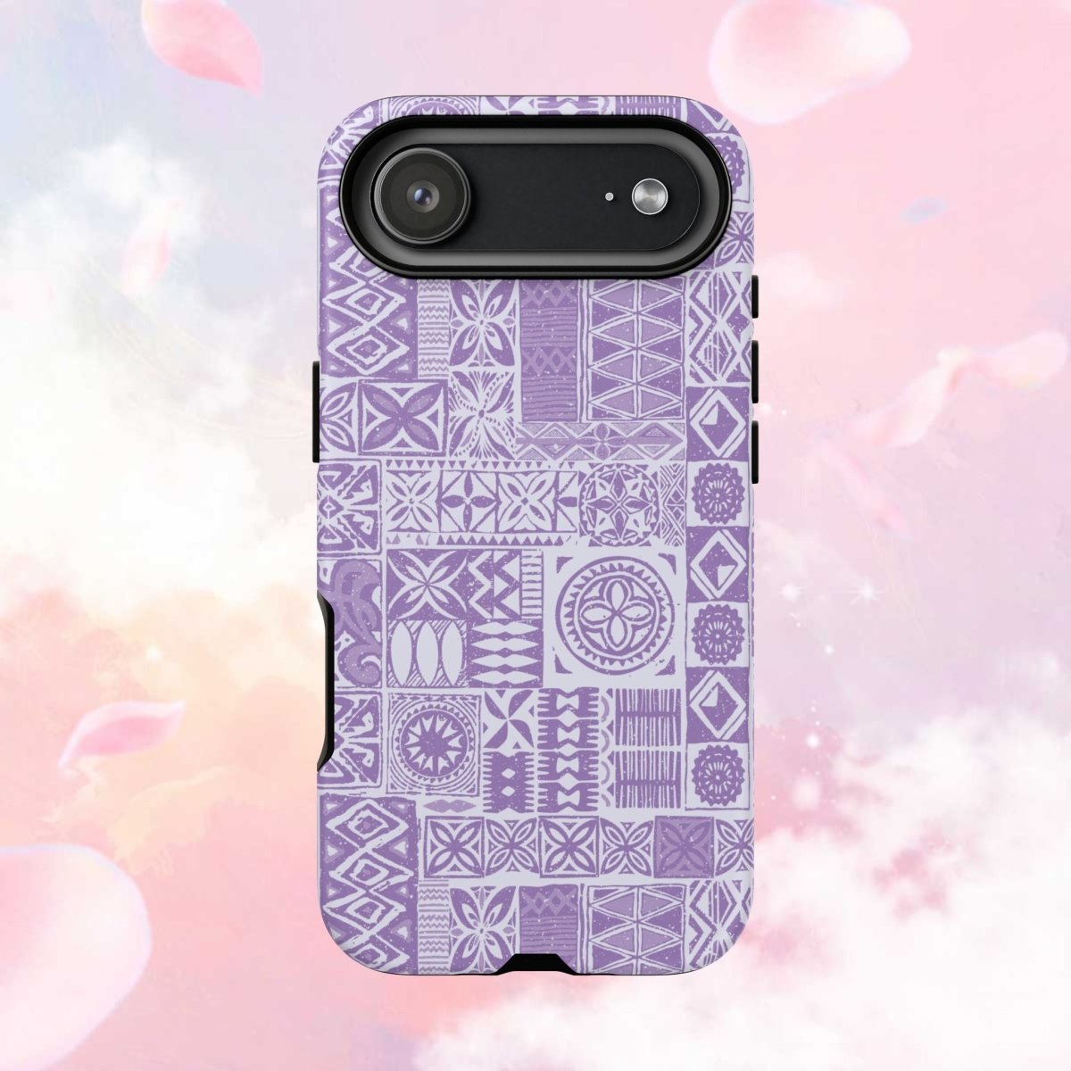 Lavender Elei tough phone case for iPhone 17 by Printify, glossy protective cover with vibrant floral design.