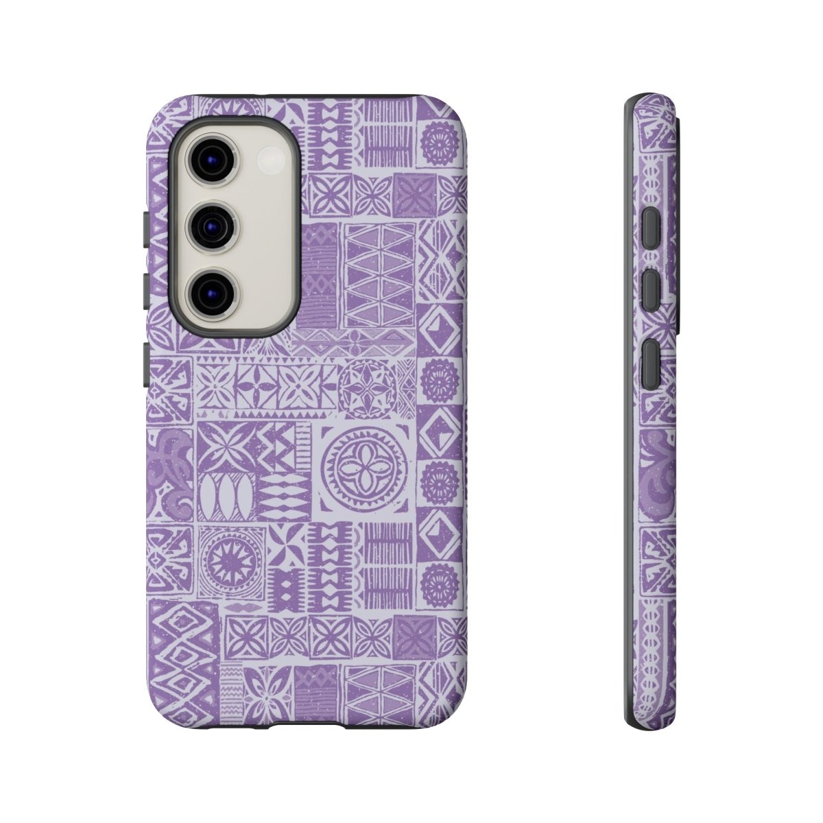 Lavender Elei tough phone case for iPhone 17 by Printify, glossy protective cover in lavender with floral design.