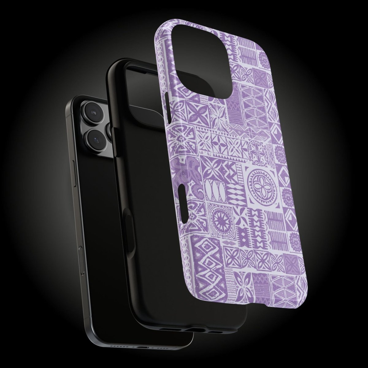Lavender Elei tough phone case for iPhone 17, glossy protective cover with vibrant lavender floral design.