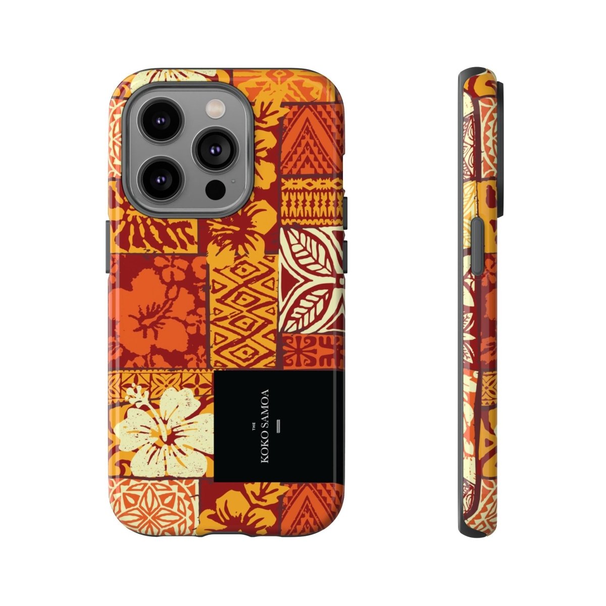 Glossy Tough Phone Case by Printify featuring Sataoa Sunrise design for iPhone 17, with vibrant sunrise artwork.