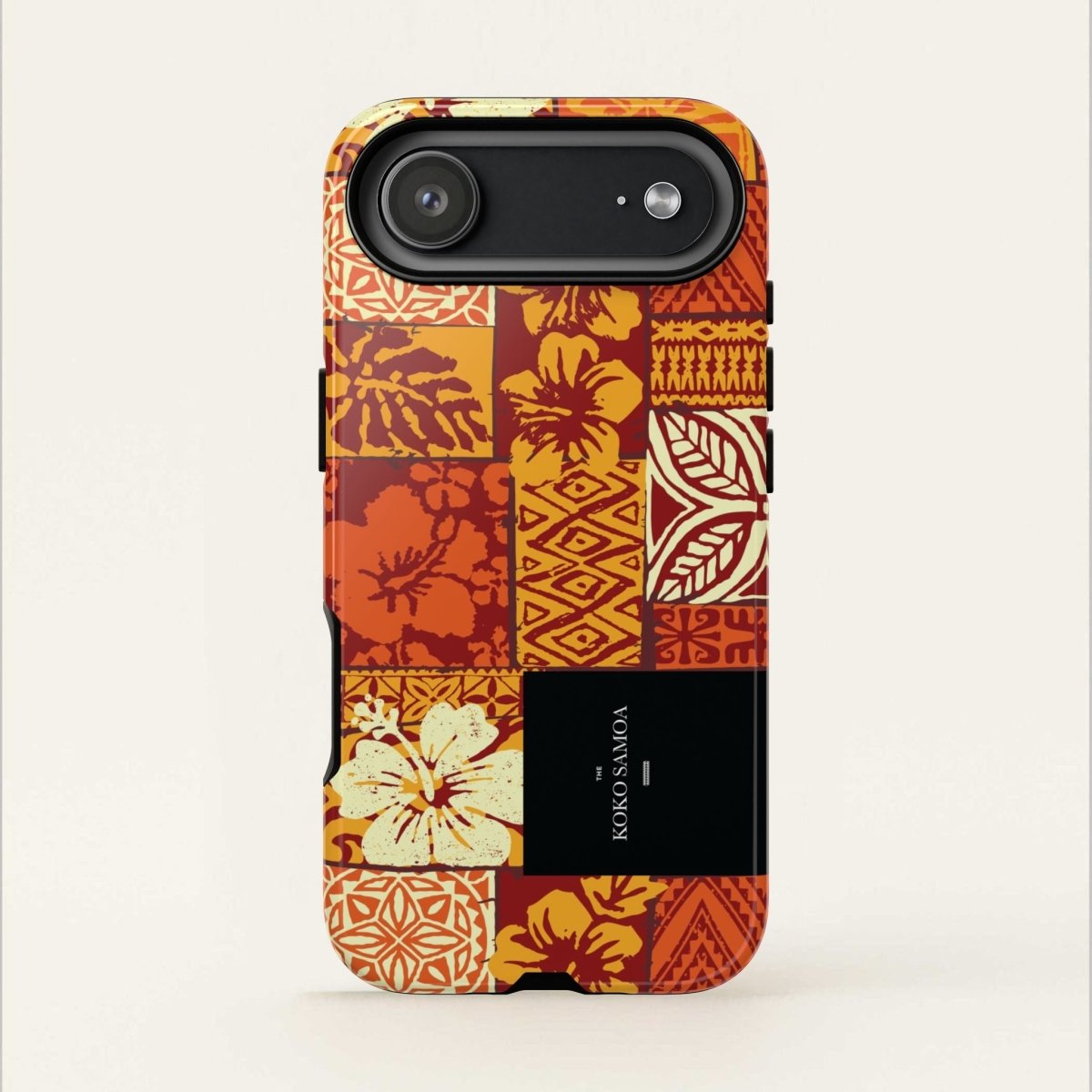 Glossy tough Phone Case by Printify featuring Sataoa Sunrise design for iPhone 17, with colorful sunrise artwork.