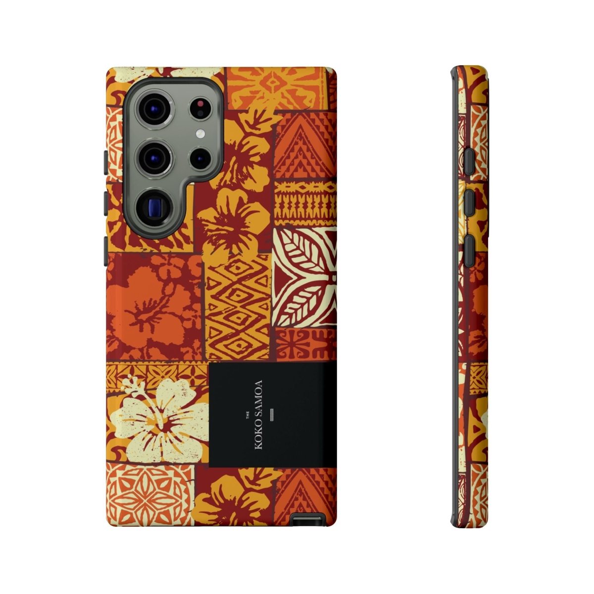 Glossy Tough Phone Case by Printify featuring the Sataoa Sunrise design for iPhone 17, with a durable protective build.
