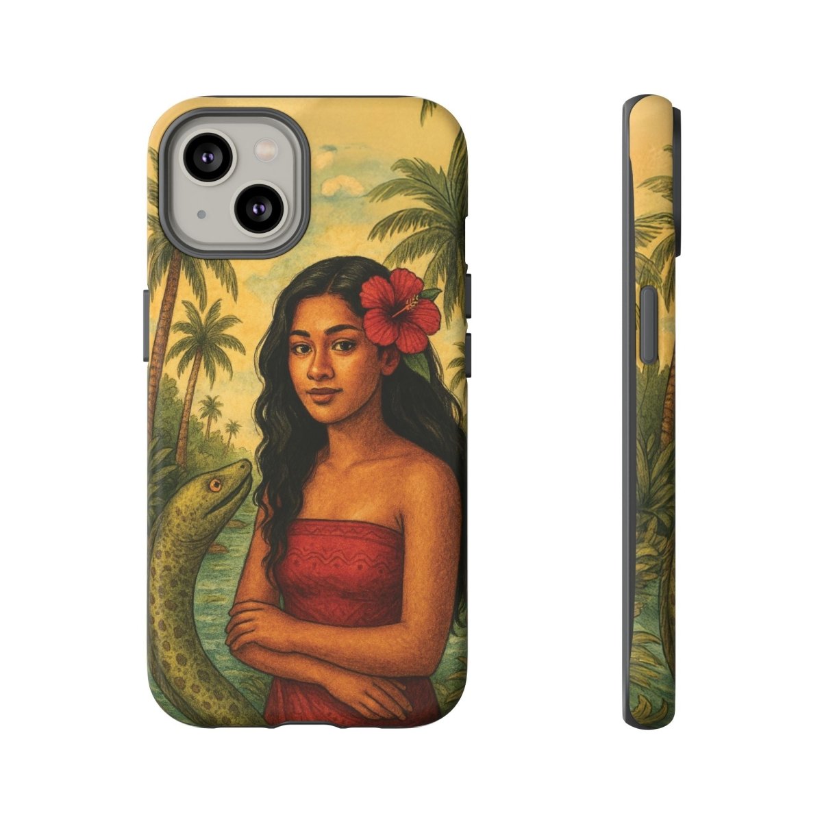 Glossy Tough Phone Case for iPhone 17 featuring Sina & The Eel design, provides durable protection for AU, NZ, and USA models.