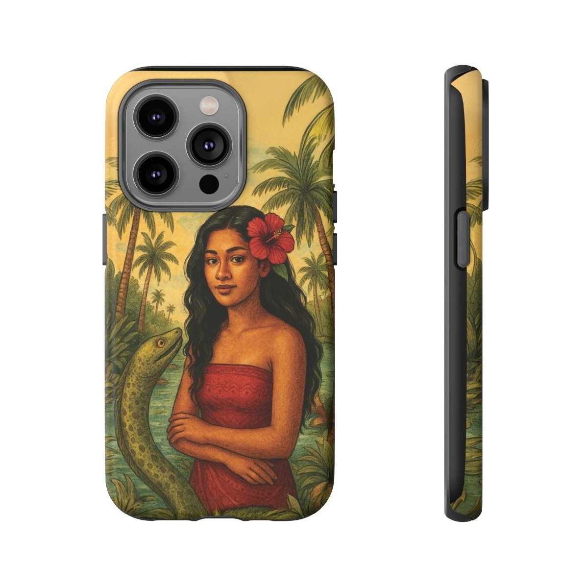 Glossy tough phone case by WOYC featuring Sina & The Eel design for iPhone 17, providing durable protection.