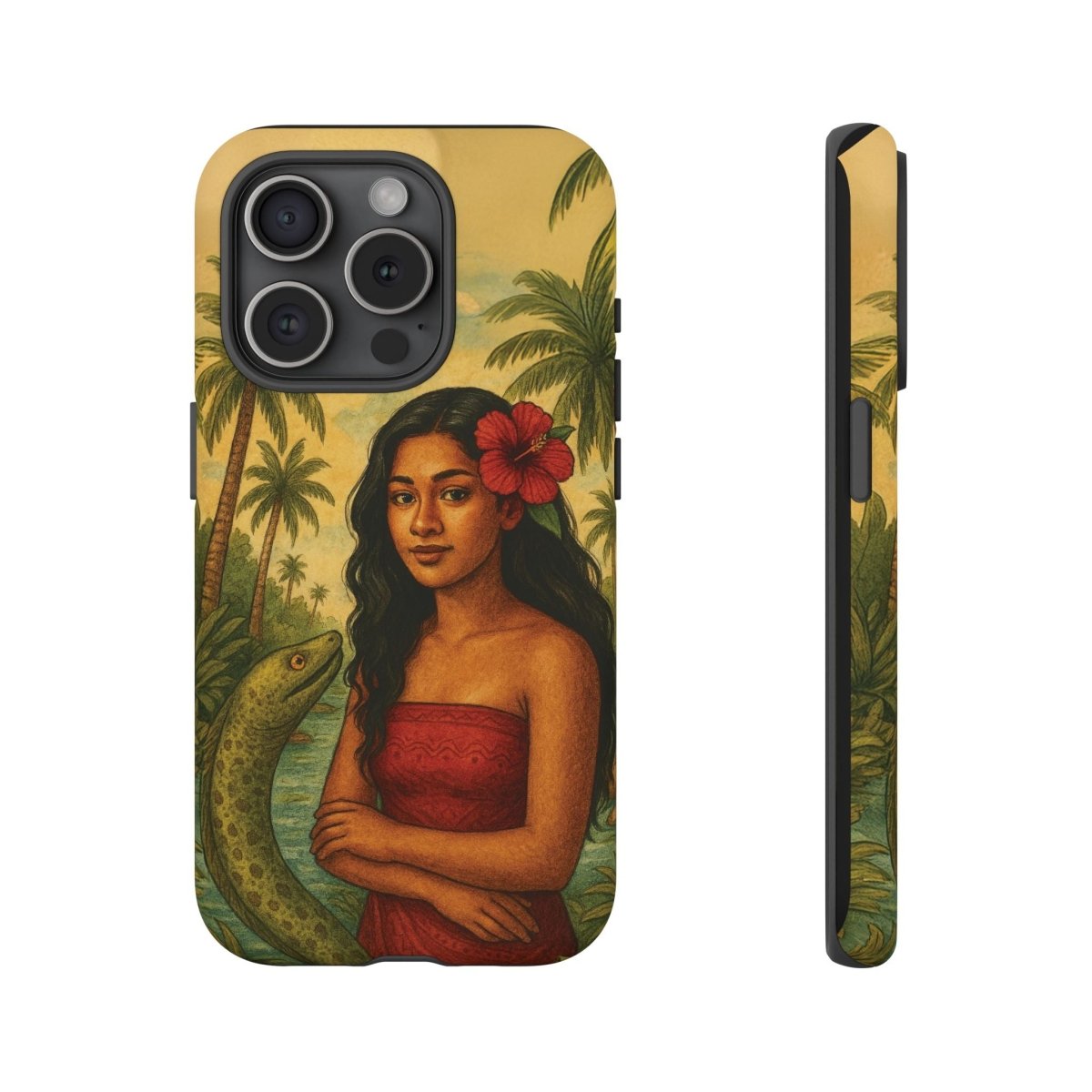 Glossy tough phone case for iPhone 17 by WOYC featuring Sina & The Eel design, durable protective cover for AU, NZ, and USA markets.