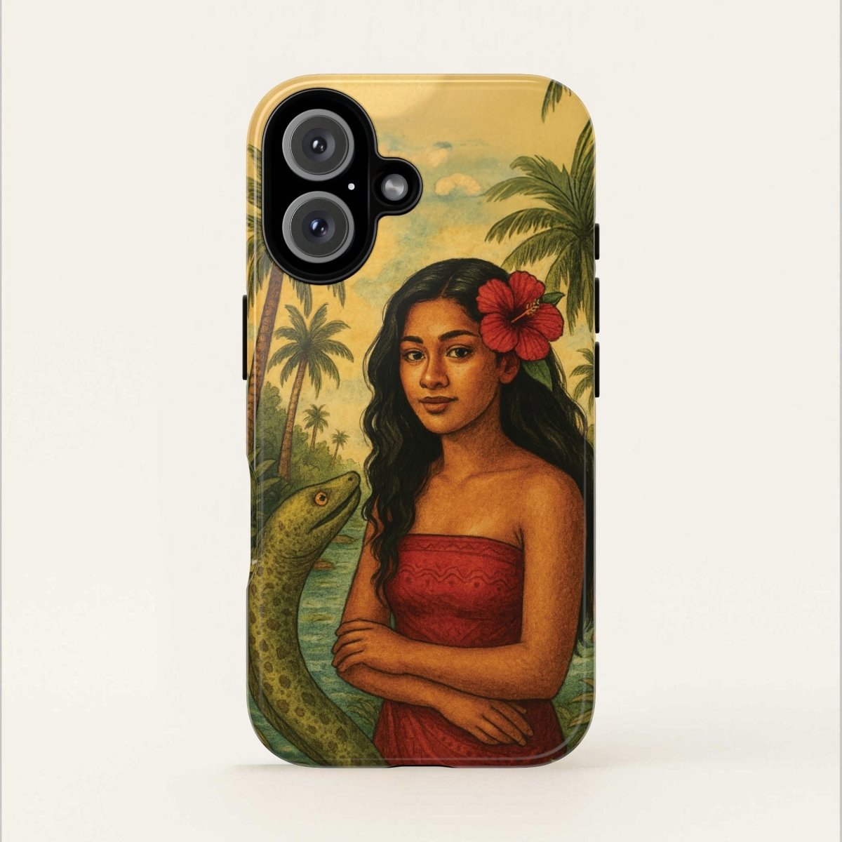 Glossy tough phone case by WOYC featuring Sina & The Eel design for iPhone 17, suitable for AU, NZ, and USA models.