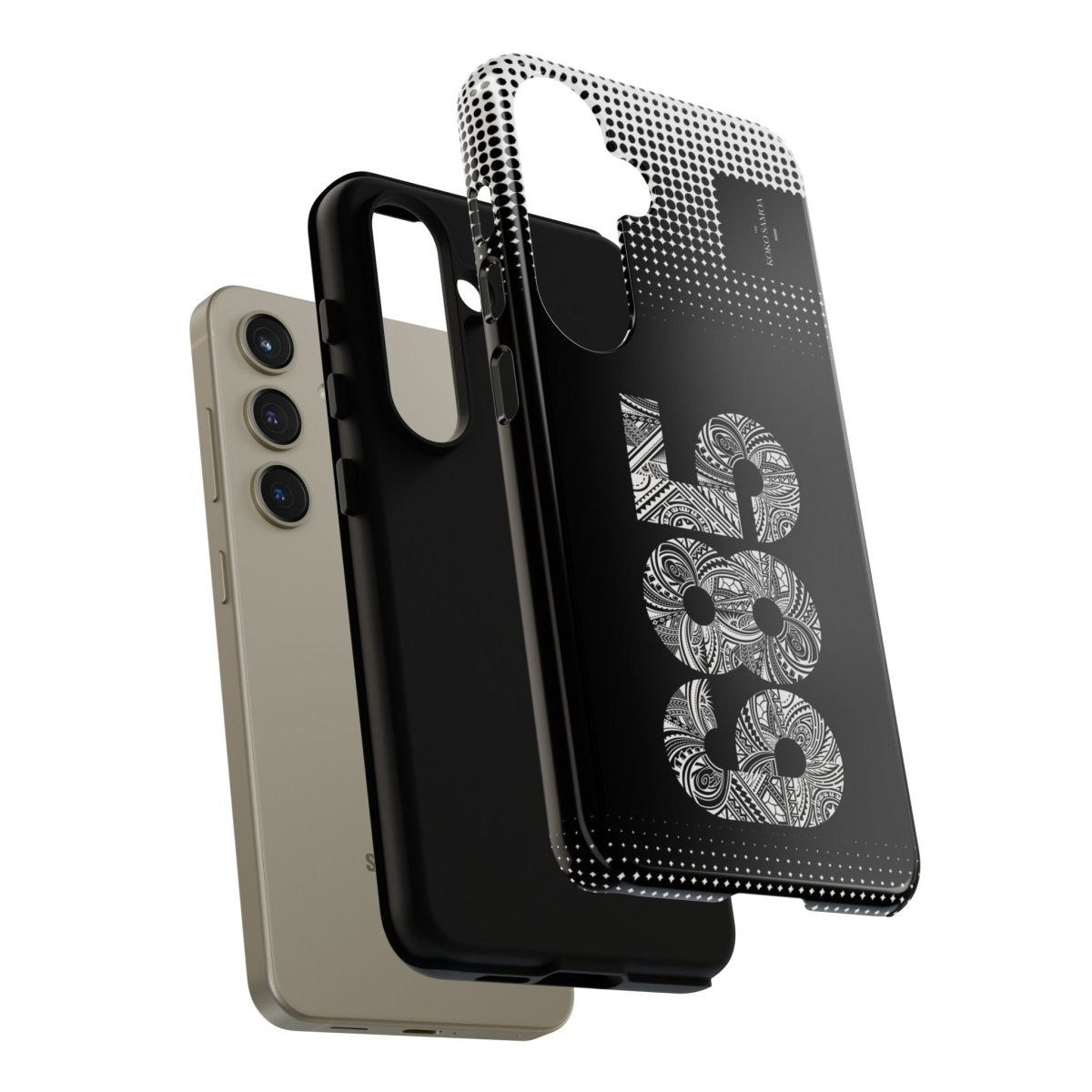 Samsung Galaxy S25 tough phone case by Printify, glossy protective cover with rugged design for durability in AU, NZ, and USA.