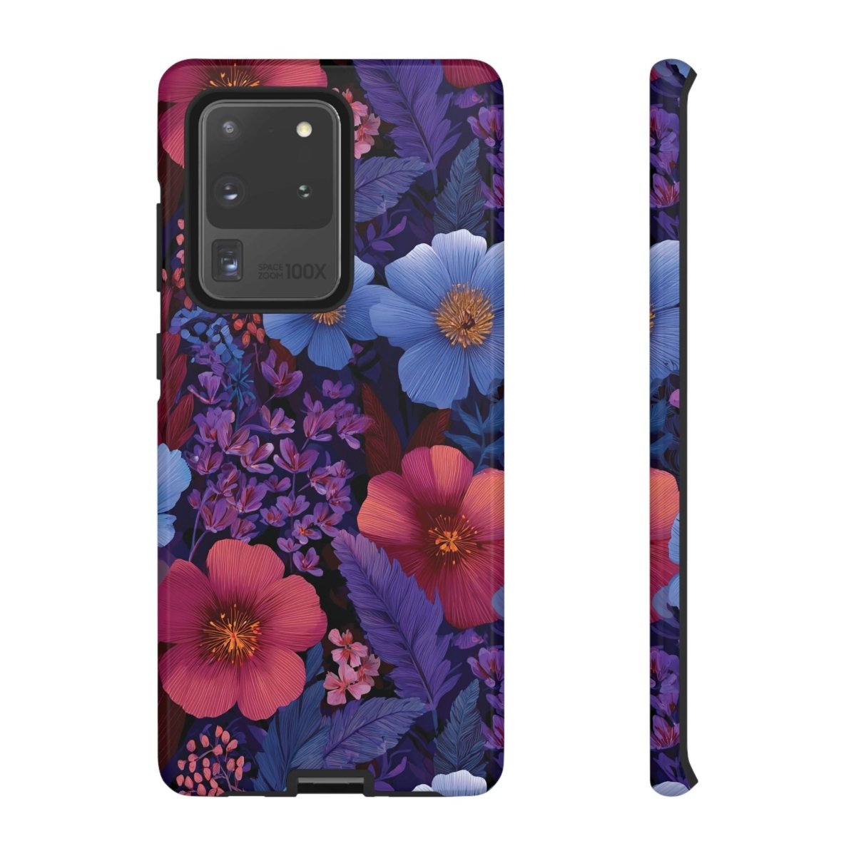 Samsung Galaxy S25 tough phone case with Lavender Tropics design, glossy finish, durable protective cover.