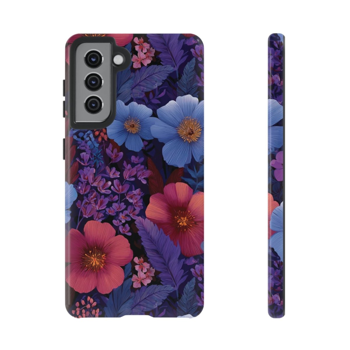 Samsung Tough Phone Case in Lavender Tropics design for Galaxy S25, glossy finish, durable protective cover.