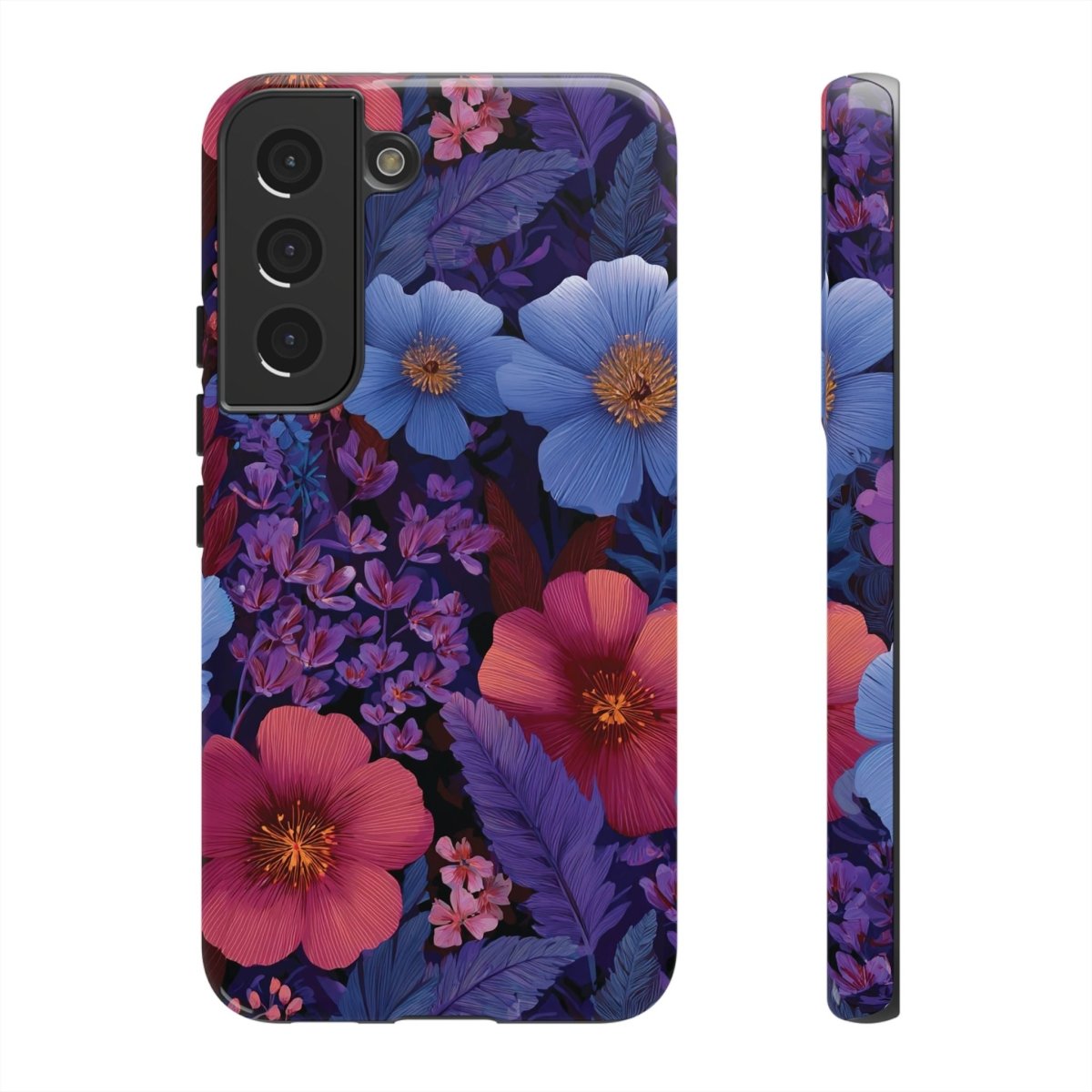 Samsung Galaxy S25 tough phone case by Printify featuring lavender tropics design with a glossy finish.